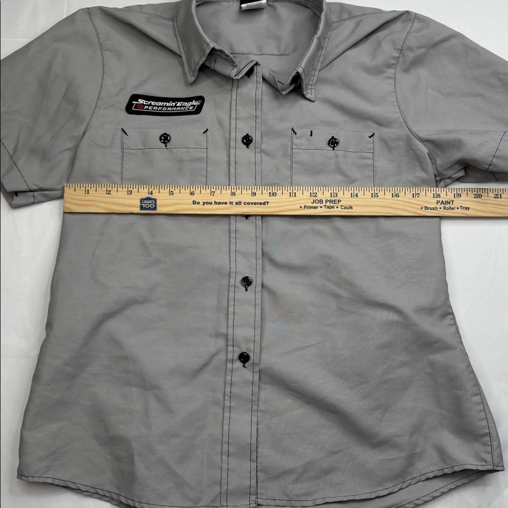 Womens Harley Davidson Screamin Eagle Performance Button Down Shirt Large L gray - Picture 4 of 8